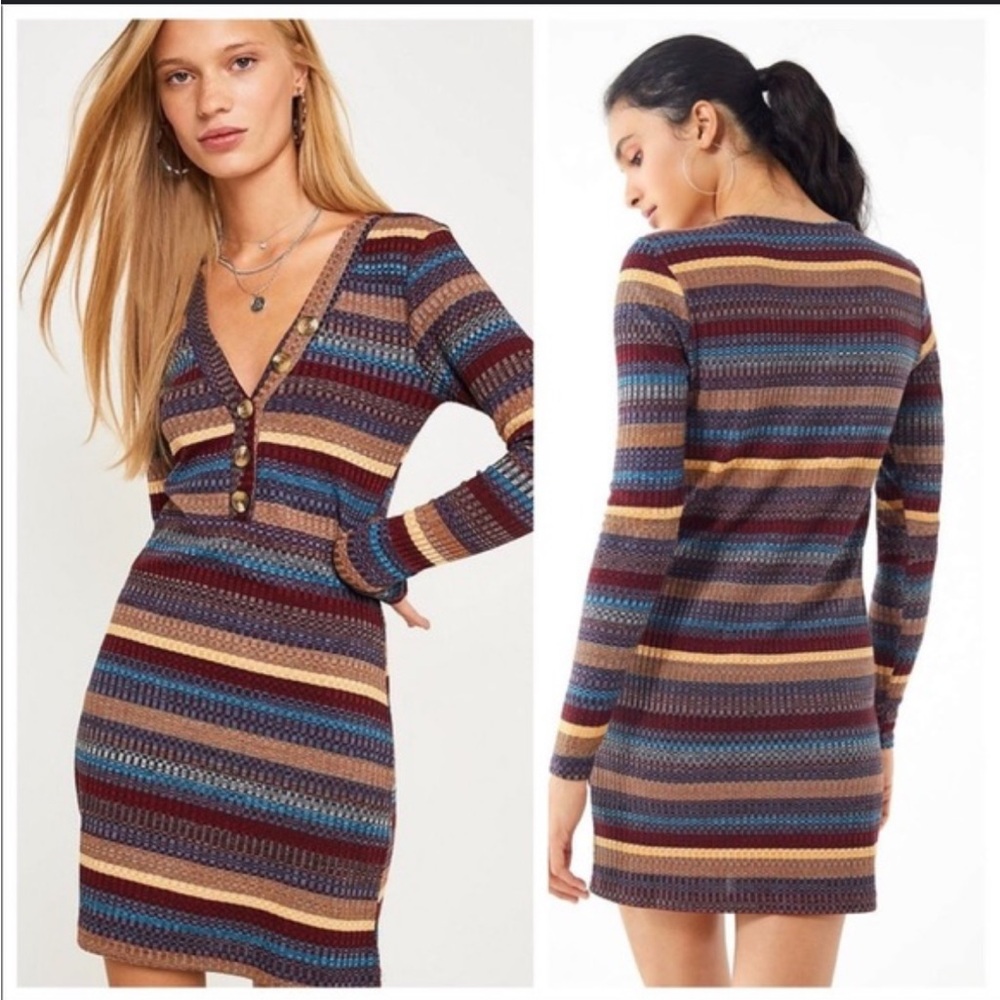 NWT Urban Outfitters Striped Henley Dress